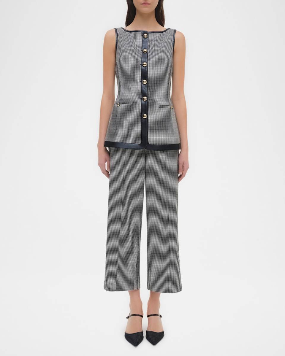 Cressida Sleeveless Micro-Check Top